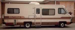 One of the RVs in which cast and crew could rest between scenes